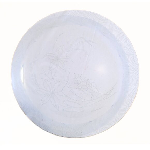 Vintage 50s Heye Filigran Glass Serving Dish Plate Platter Floral Gold Rim 12.5" - Picture 8 of 9